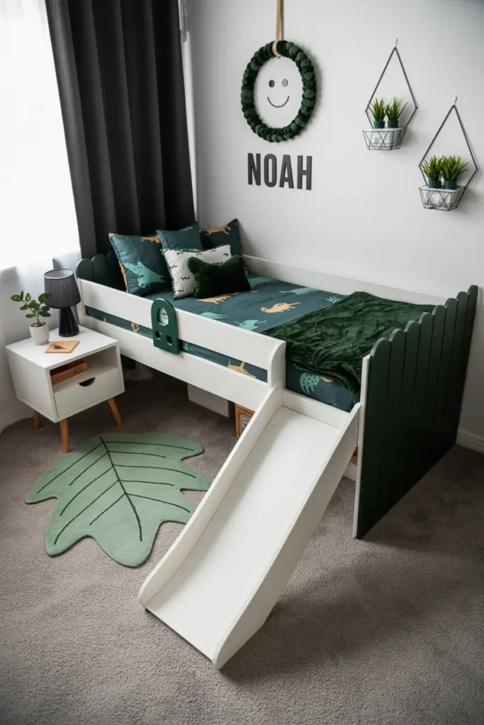 25 Magical Kids Bedroom Ideas for Fun and Cozy Spaces 9 5. Noah Dino Slide Bedroom