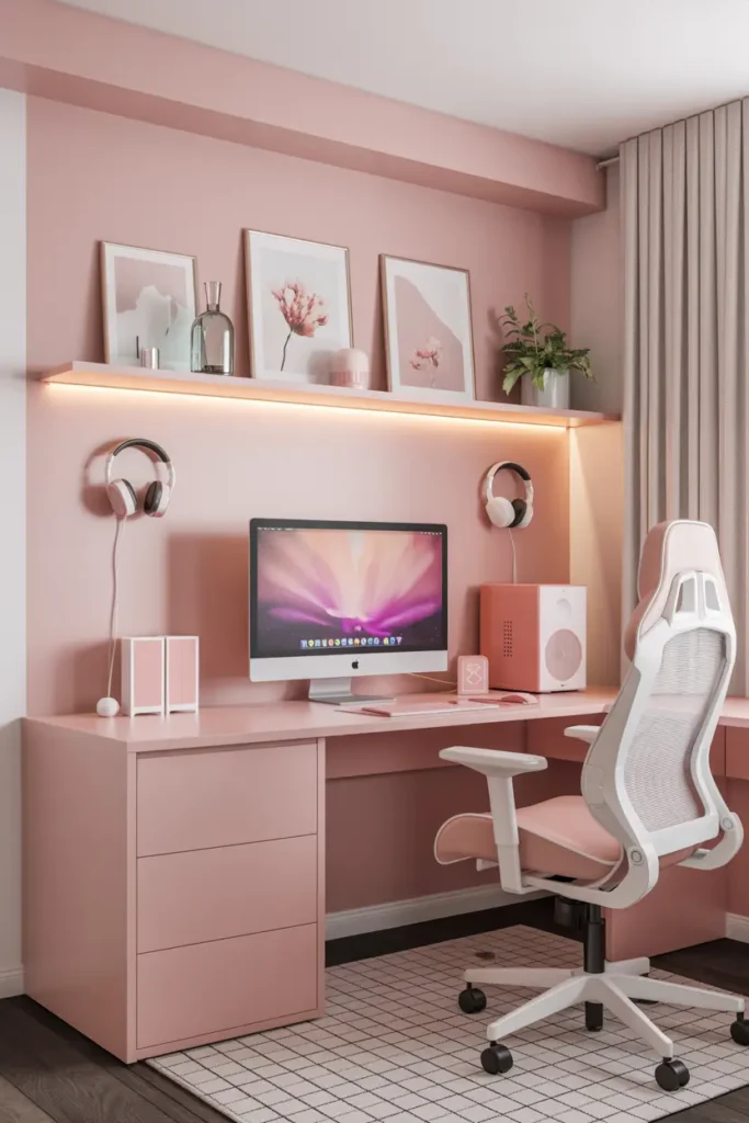 6. Pastel Pink Productivity Corner