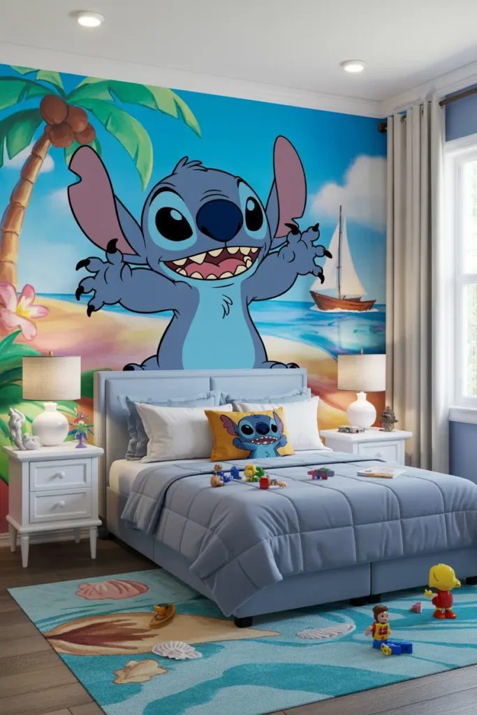 25 Magical Kids Bedroom Ideas for Fun and Cozy Spaces 11 6. Stitch Beach Adventure Bedroom