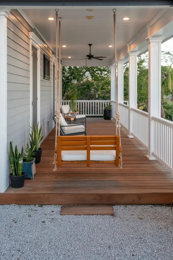 25 Dreamy Balcony Designs for Cozy Stylish Spaces 15 8. Classic Porch Swing