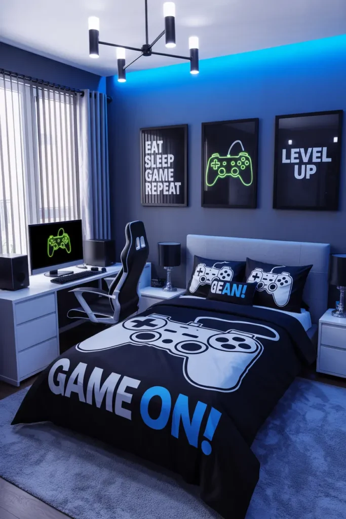 25 Magical Kids Bedroom Ideas for Fun and Cozy Spaces 15 8. Gamer Level Up Bedroom