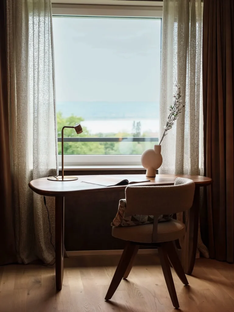 Cozy Modern Home Office with Wooden Accents