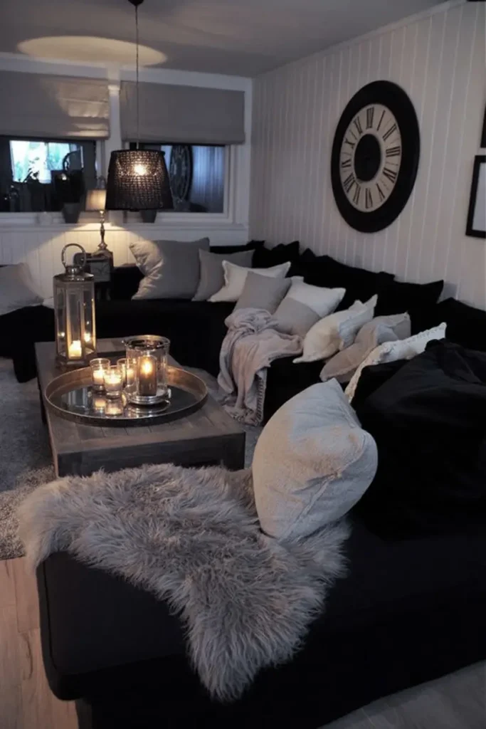 1. Cozy Black Sofa Lounge