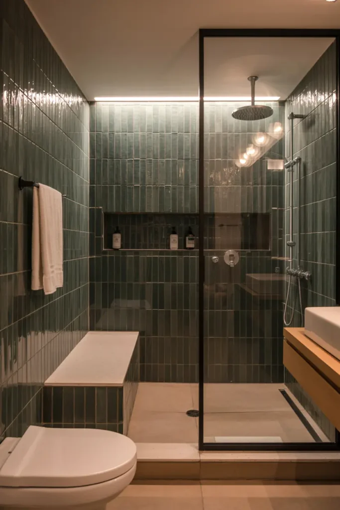 1. Emerald Green Luxury Shower Room