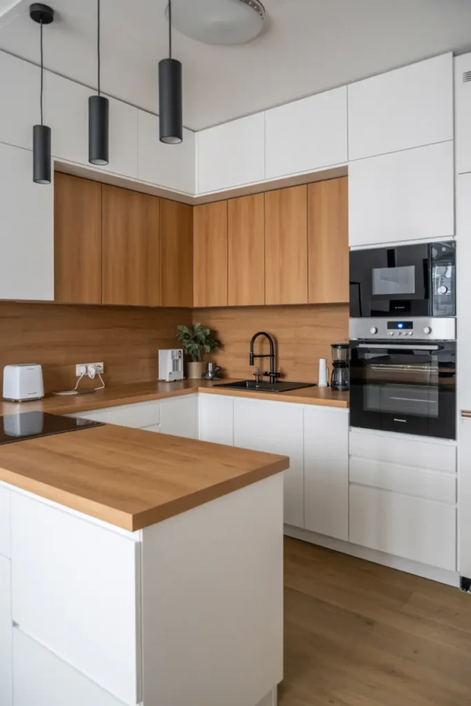 1. Modern Wooden Minimalist Kitchen Design