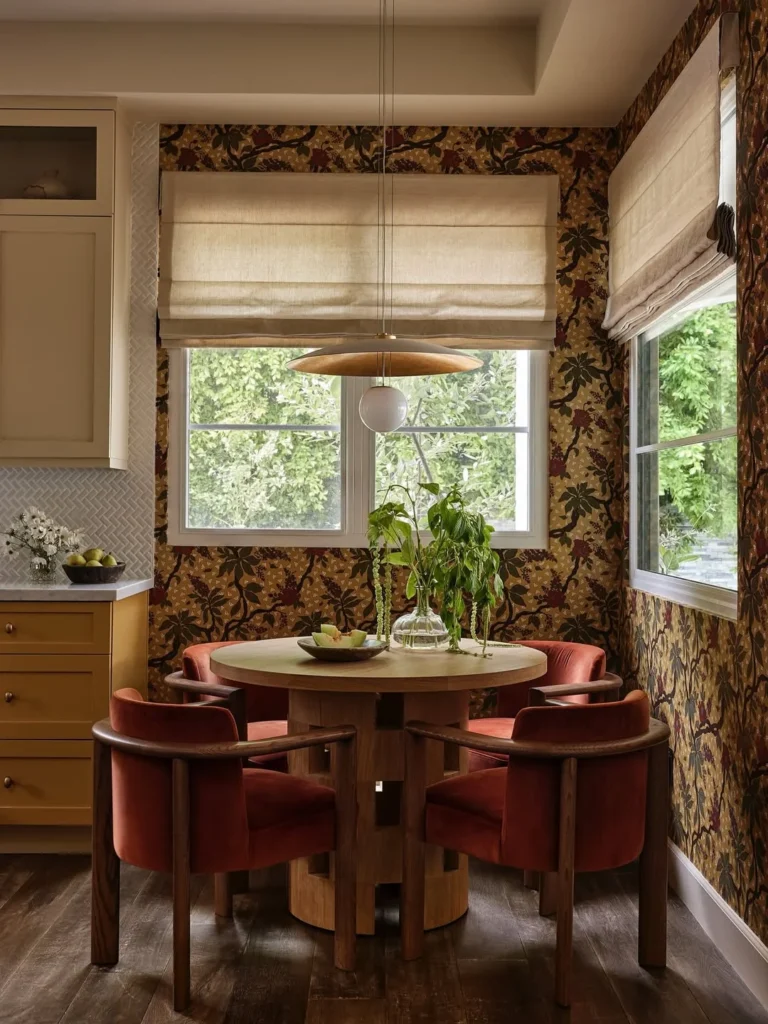 Charming Functional Dining Nook with Botanical Flair