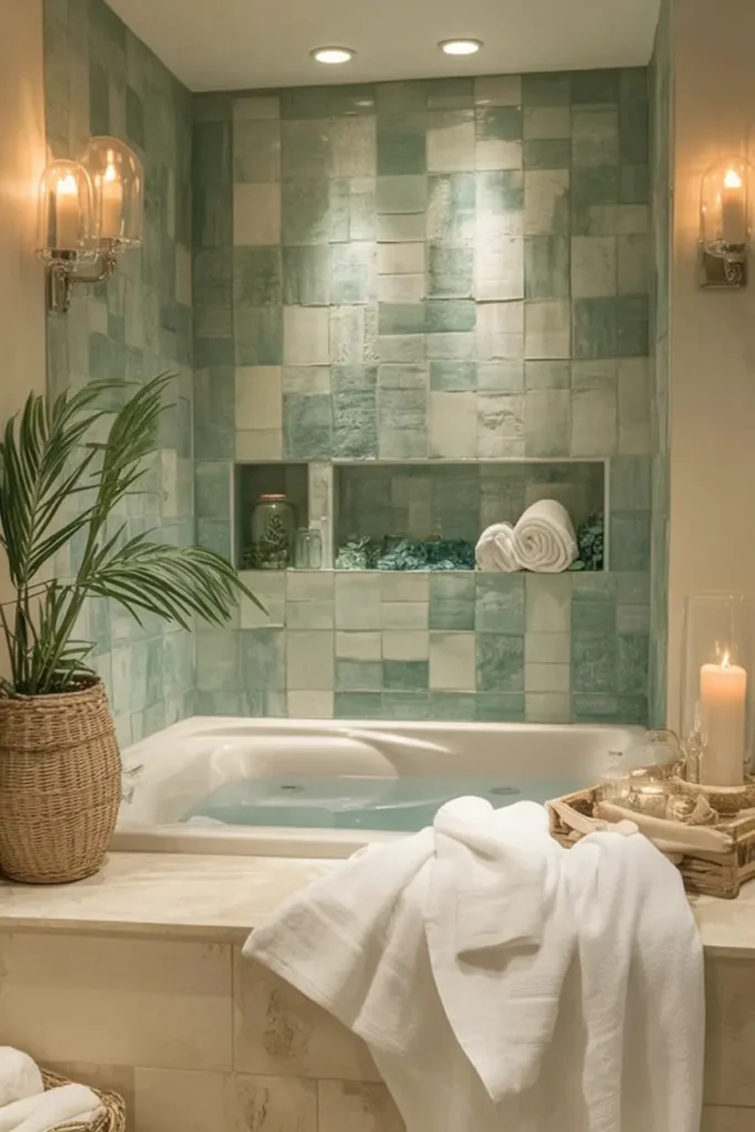 10. Sage Green Tiled Jacuzzi Spa Escape