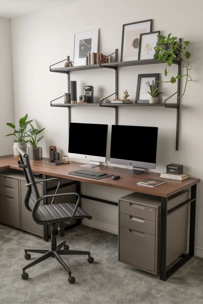 20 Budget Friendly Game Room Setup Ideas 19 10. Sleek Minimalist Dual Monitor Office Setup