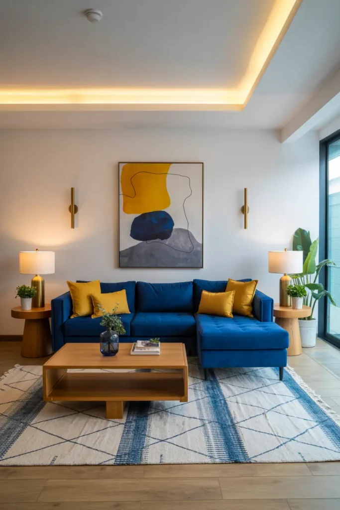 11. Bold Blue Velvet Sectional