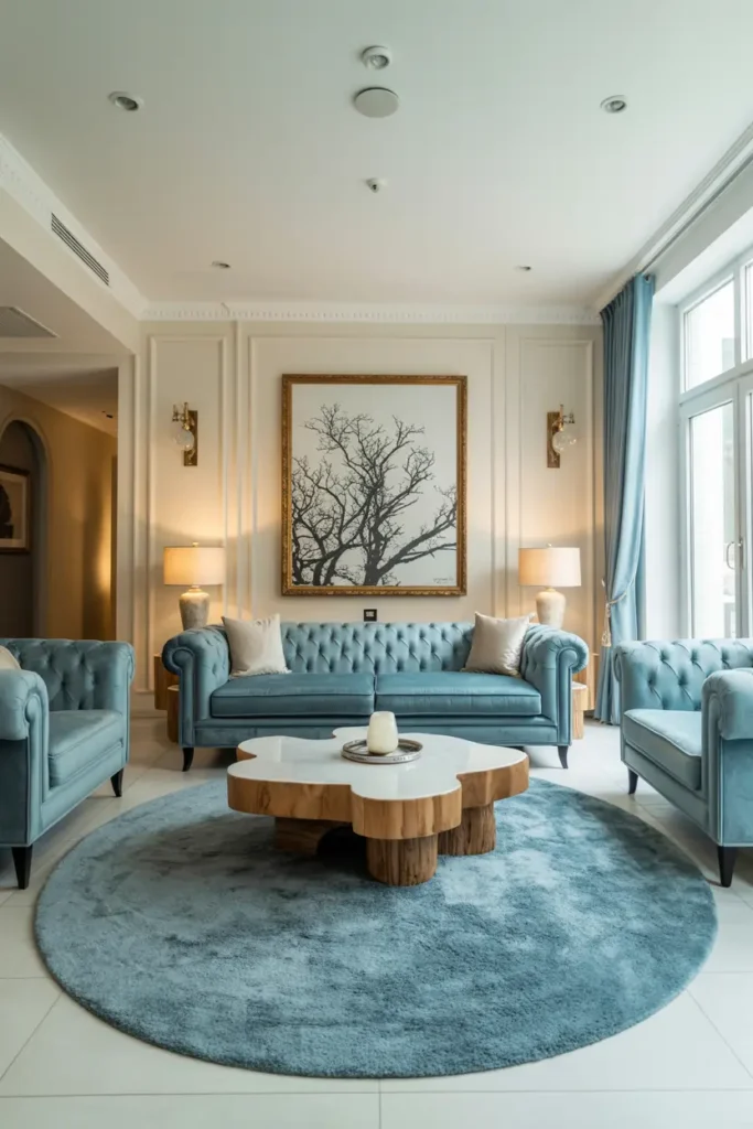 12. Classic Blue Velvet Lounge