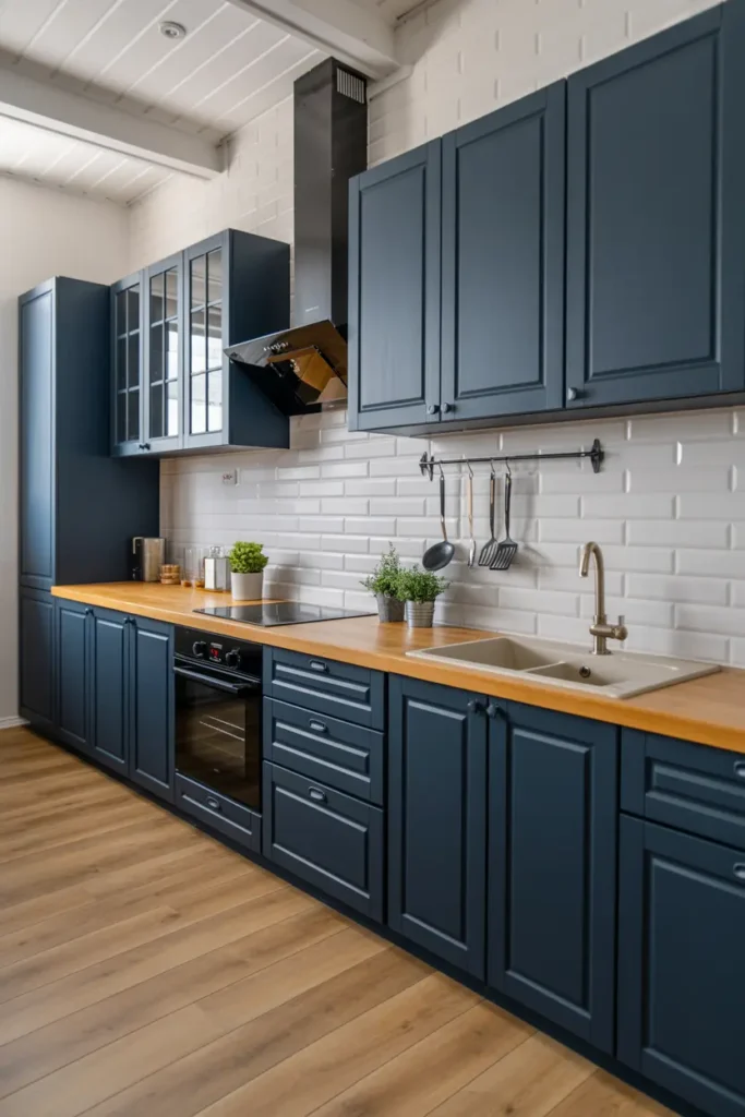 12. Deep Navy Wood Kitchen