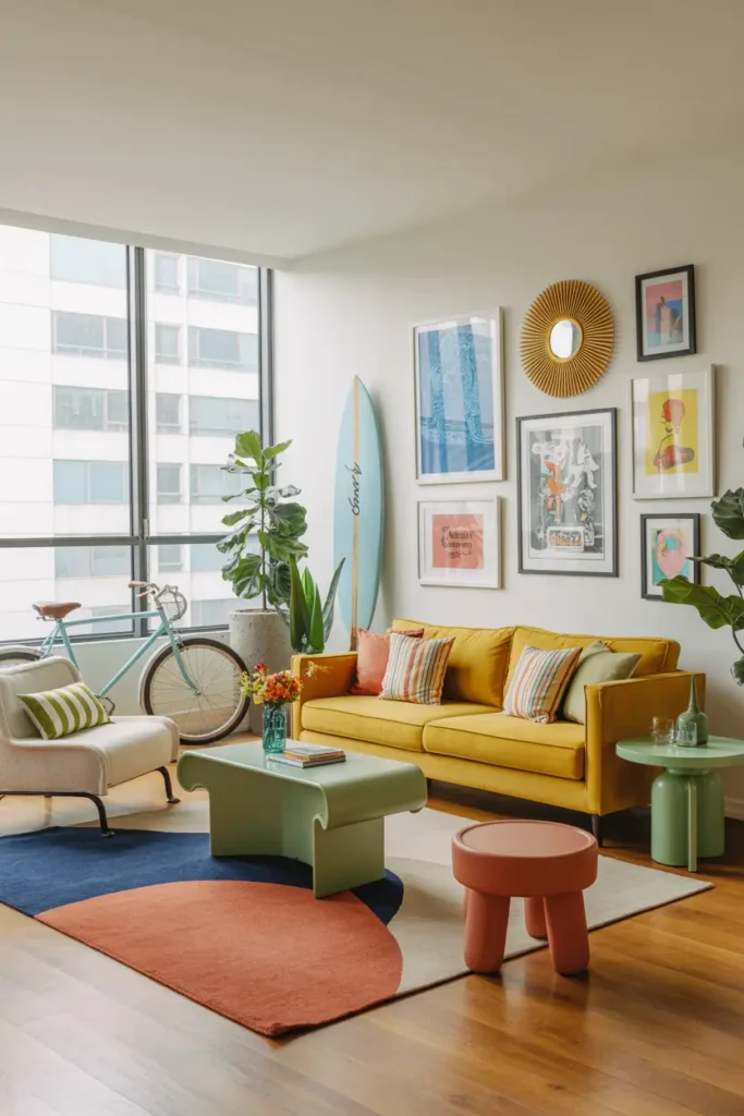 12. Vibrant Yellow Sofa Space