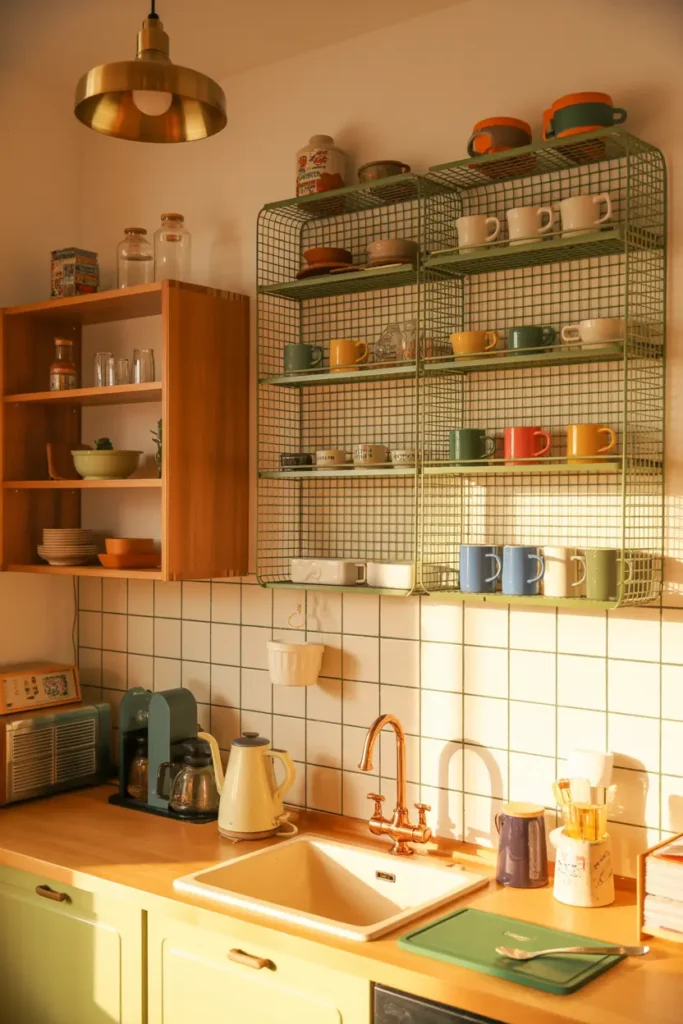 13. Retro Rainbow Mug Wall