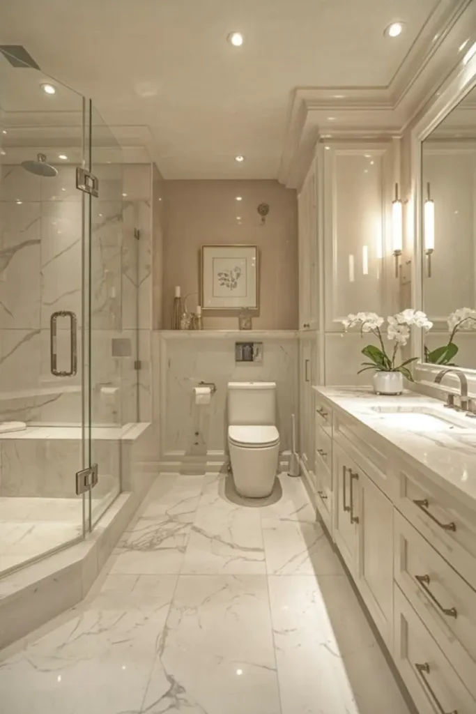 20 Dream Bathroom Designs to Refresh Your Interior 33 13. Timeless Marble Opulence