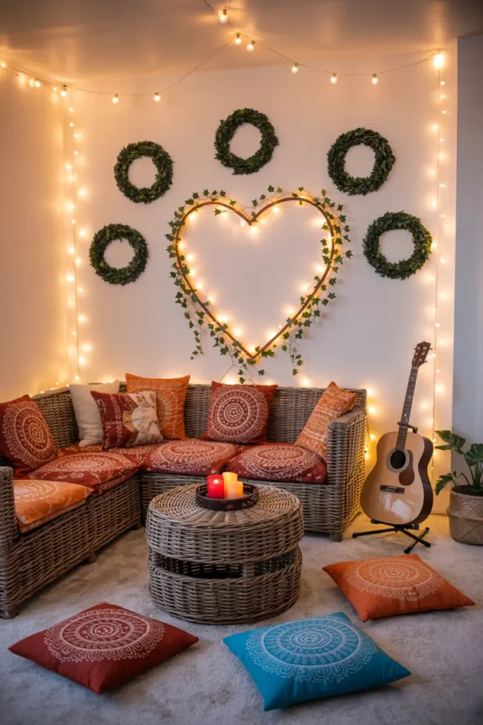 14. Boho Wicker Heart Lounge