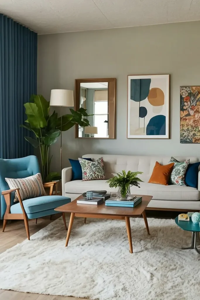 14. Mid Century Teal Accent Room