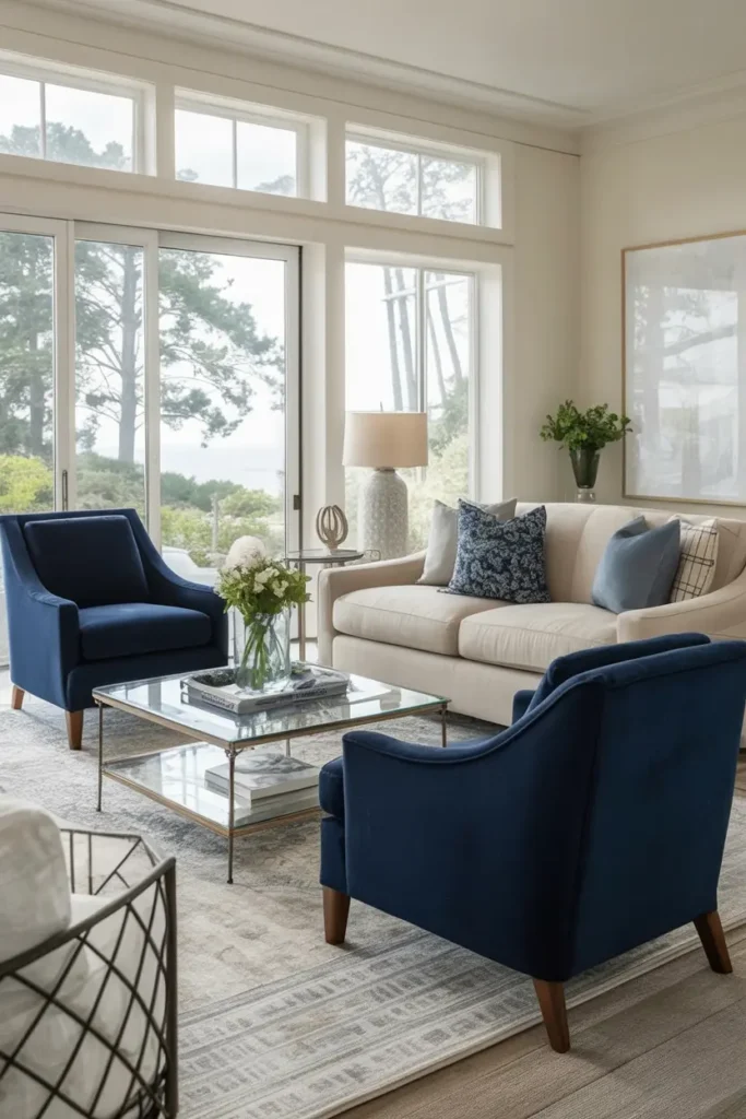 14. Navy Blue Coastal Lounge