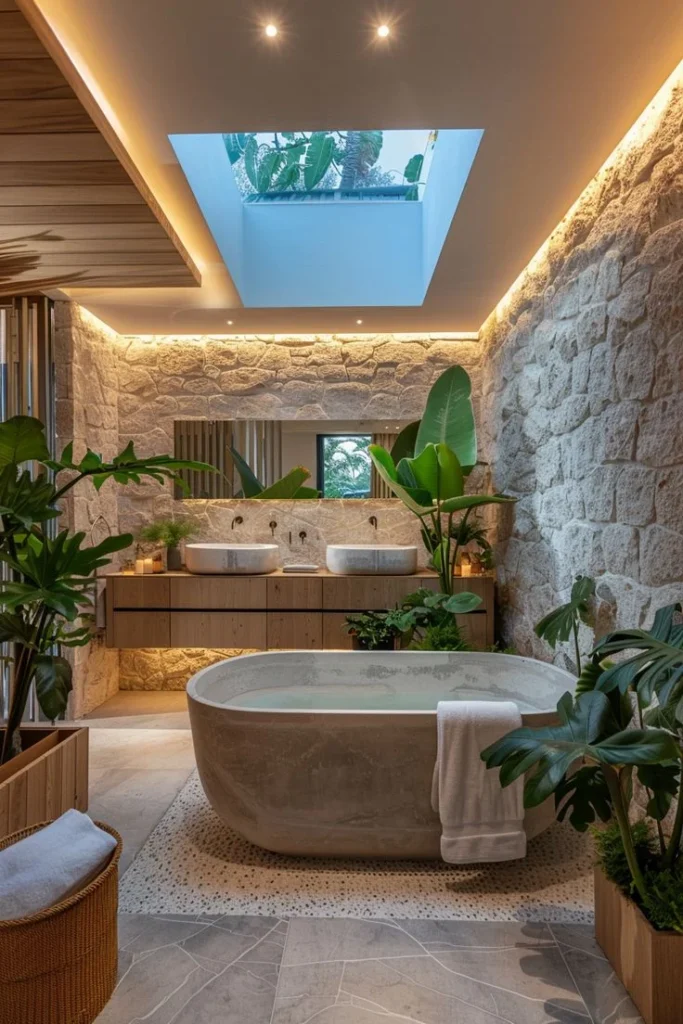 Biophilic Wood & Stone Spa Retreat