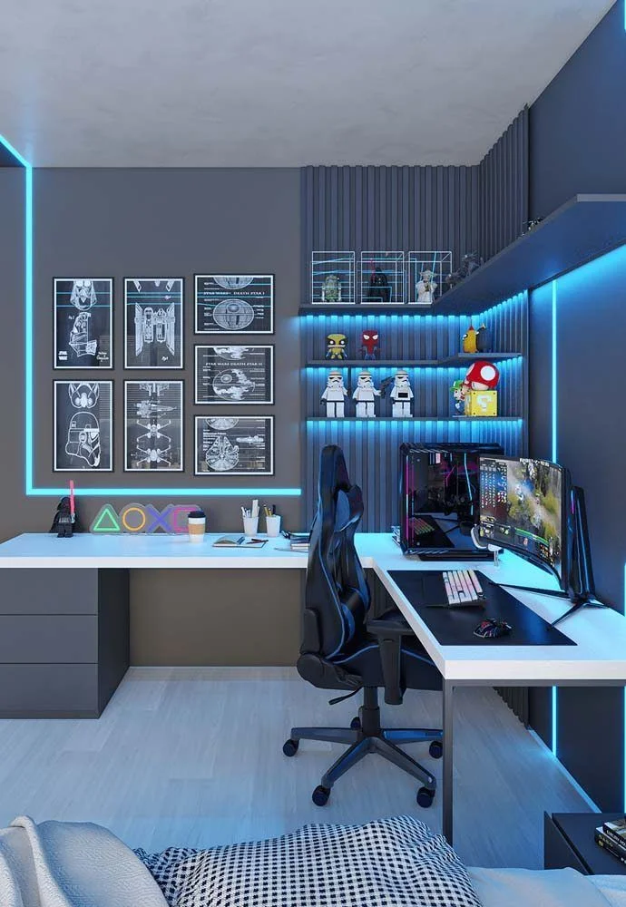 Cozy Gaming Corner with LED Strip Lights