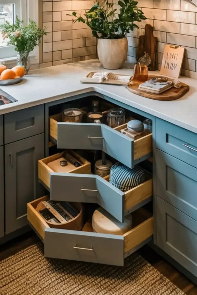 15. Blue Corner Pull Out Organizer