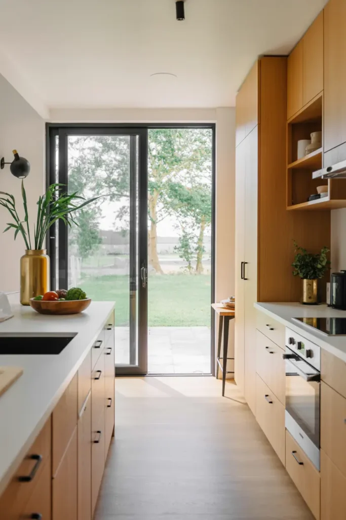 15. Light Wood Kitchen Garden View