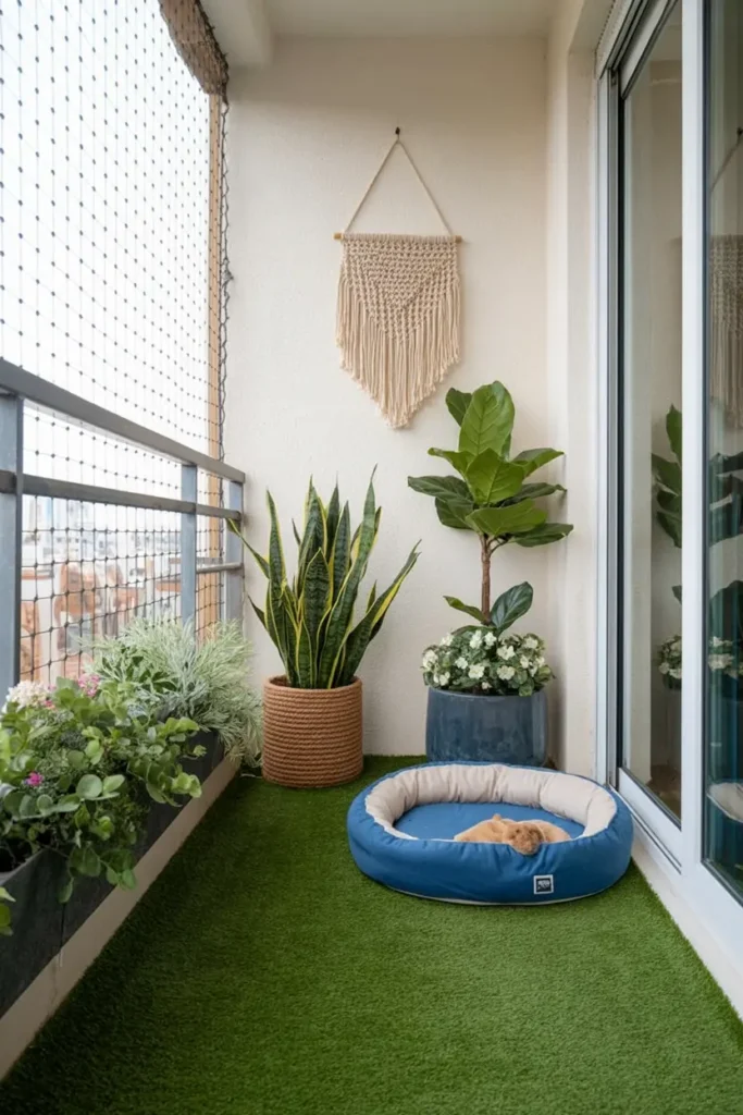 15. Pet Friendly Balcony with Artificial Turf