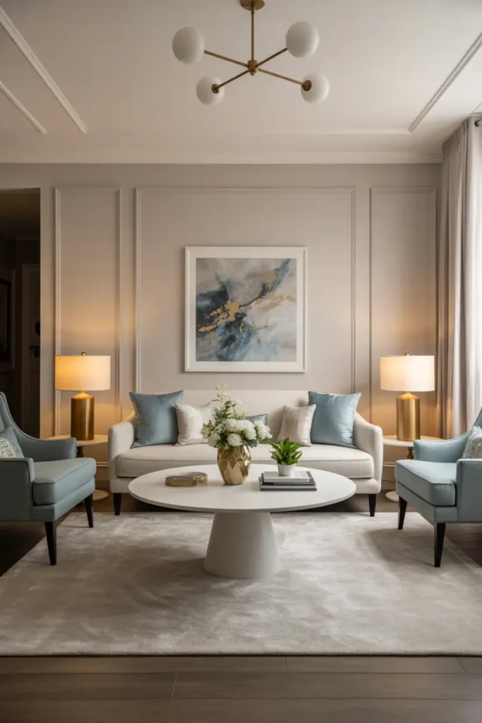 16. Elegant Blue Accent Lounge