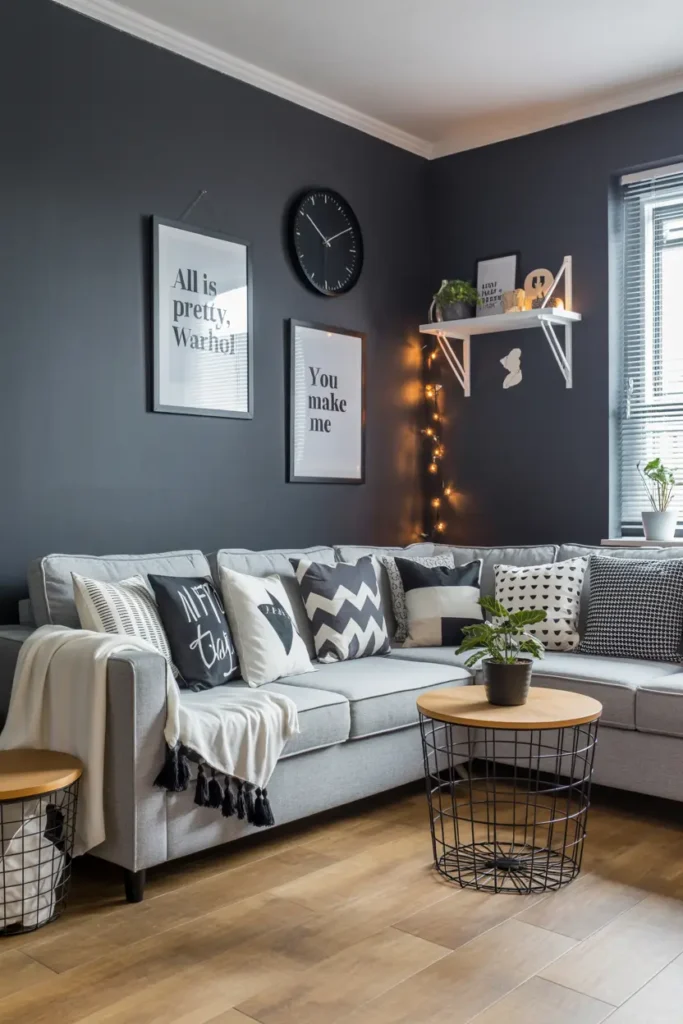 16. Monochrome Patterned Cozy Lounge