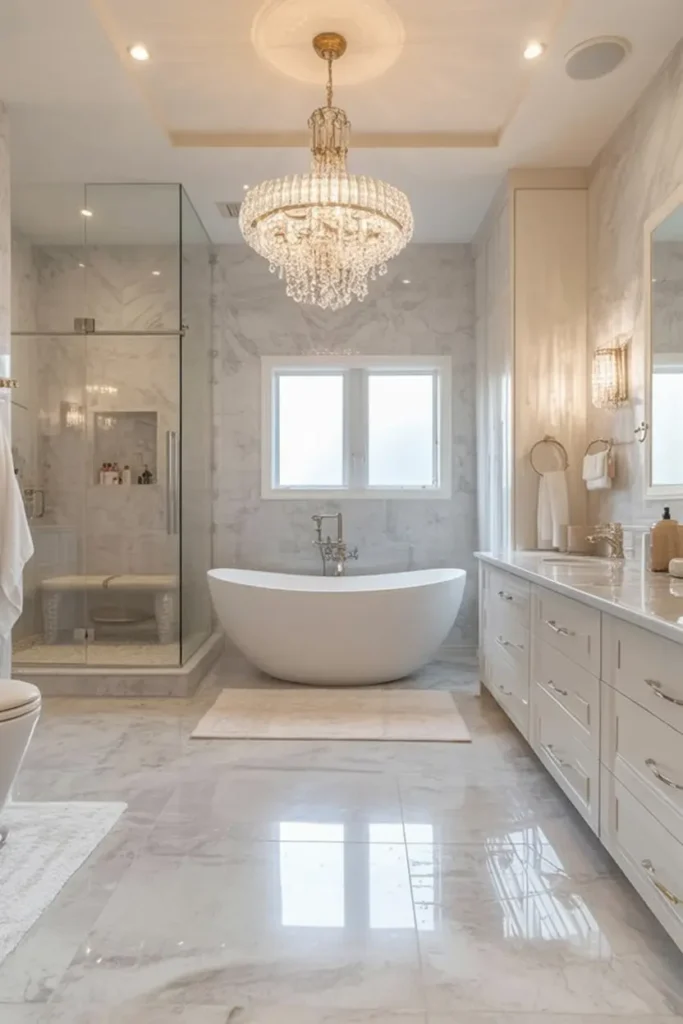 16. Opulent Marble Chandelier Spa Palace