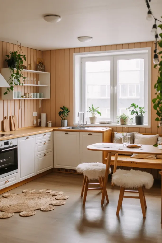 17. Cozy Peach Plant Nook