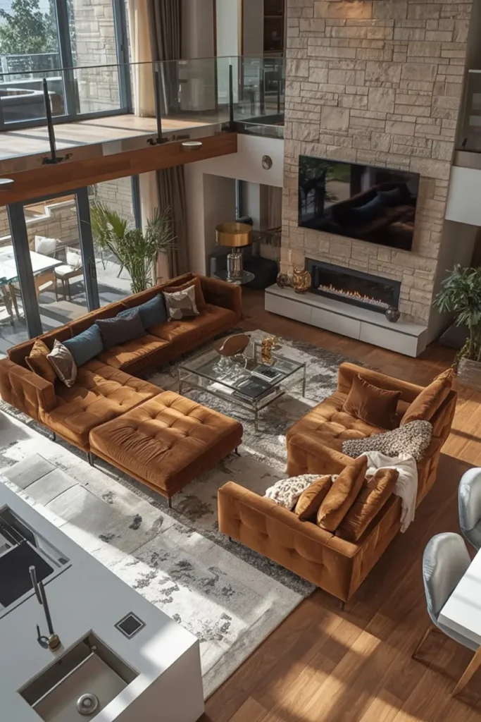 17. Luxurious Brown Open Lounge