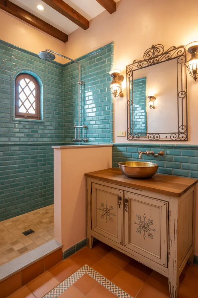 17. Mediterranean Turquoise Vintage Vanity Nook