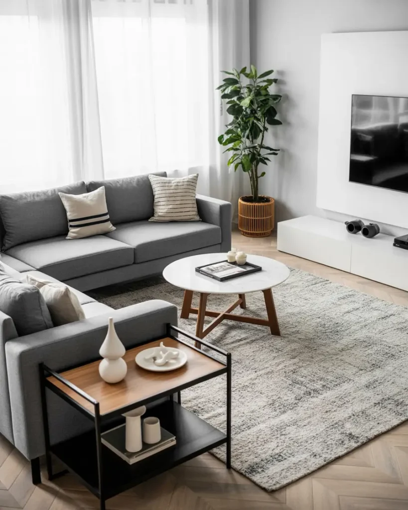 20 Stylish Living Room Ideas for Cozy & Modern Homes 41 17. Minimal Gray Modern Lounge 1