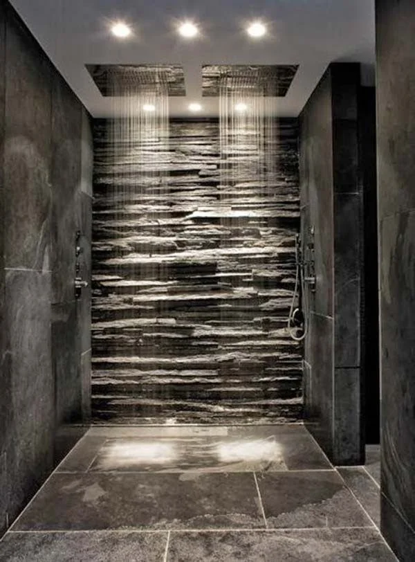 Raw Stone Cave Matte Black Rain Shower