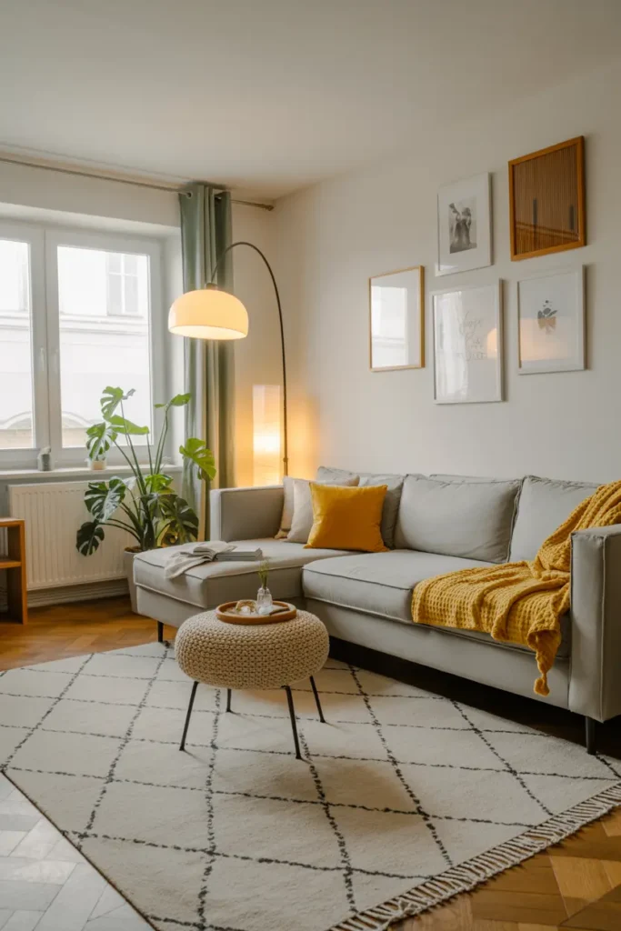 18. Minimal Yellow Accent Lounge