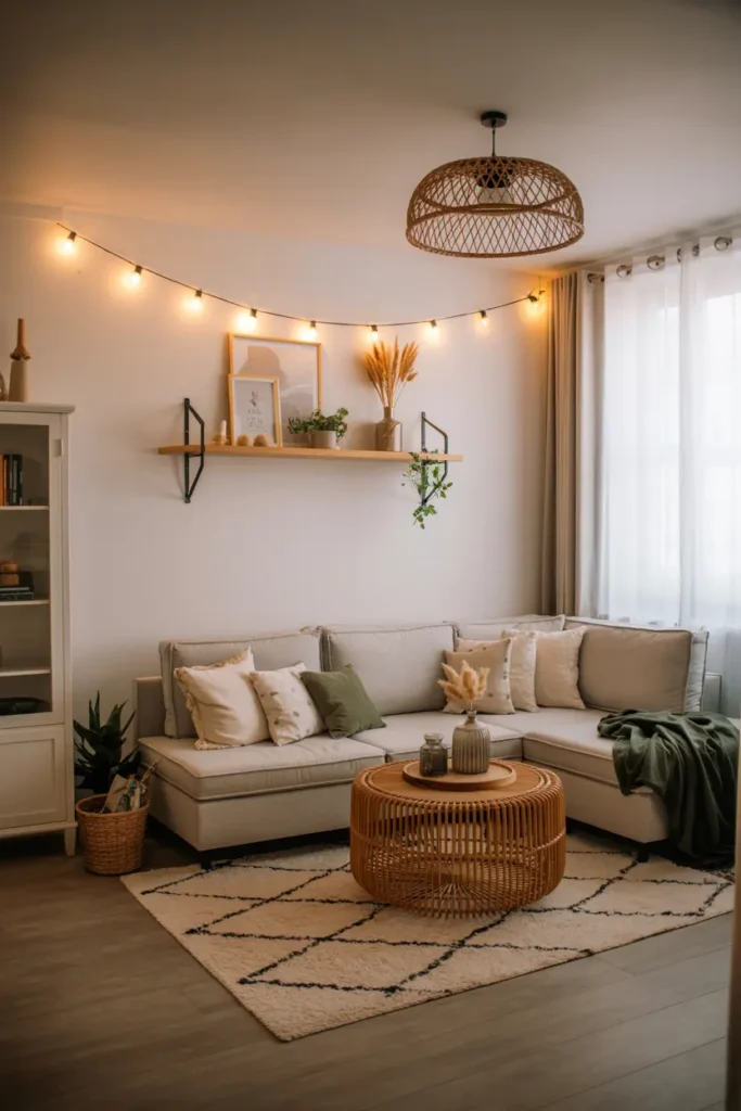 18. Neutral Boho Sectional Glow