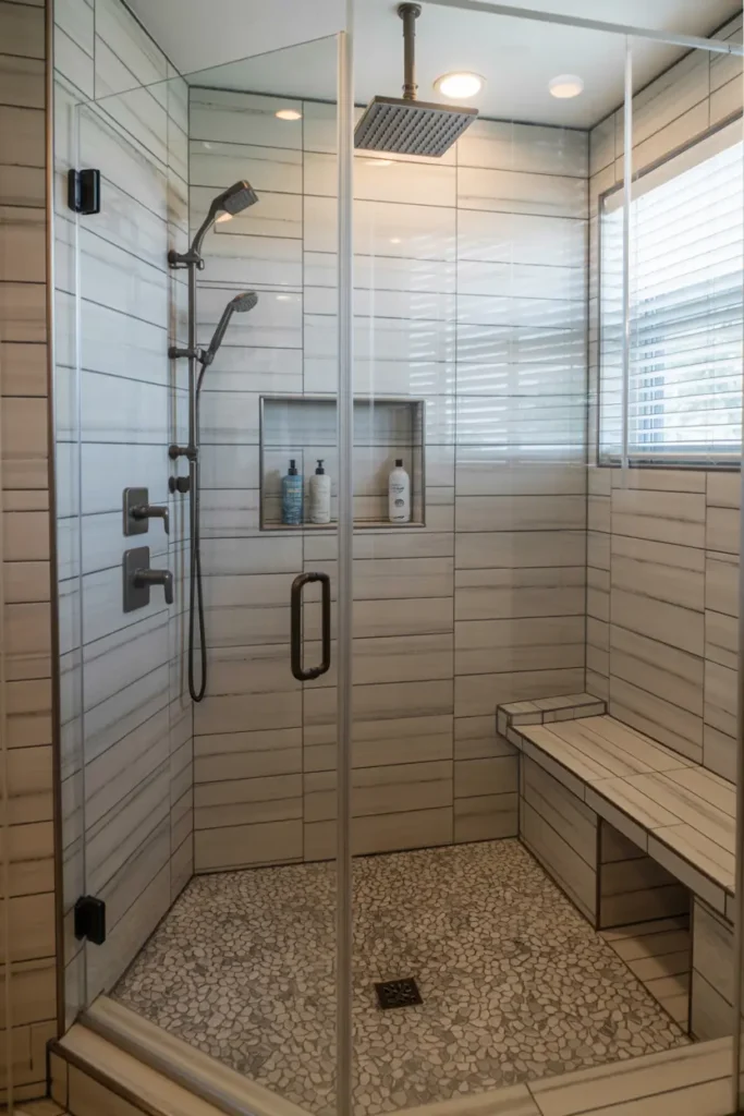 20 Stunning Bathroom Designs for Modern Home Style 43 18. pebble floor walk in shower