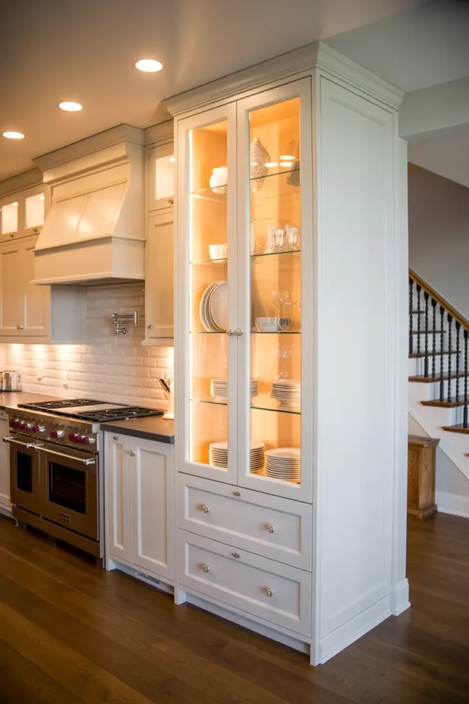 19. Lighted Glass Dish Display Cabinet