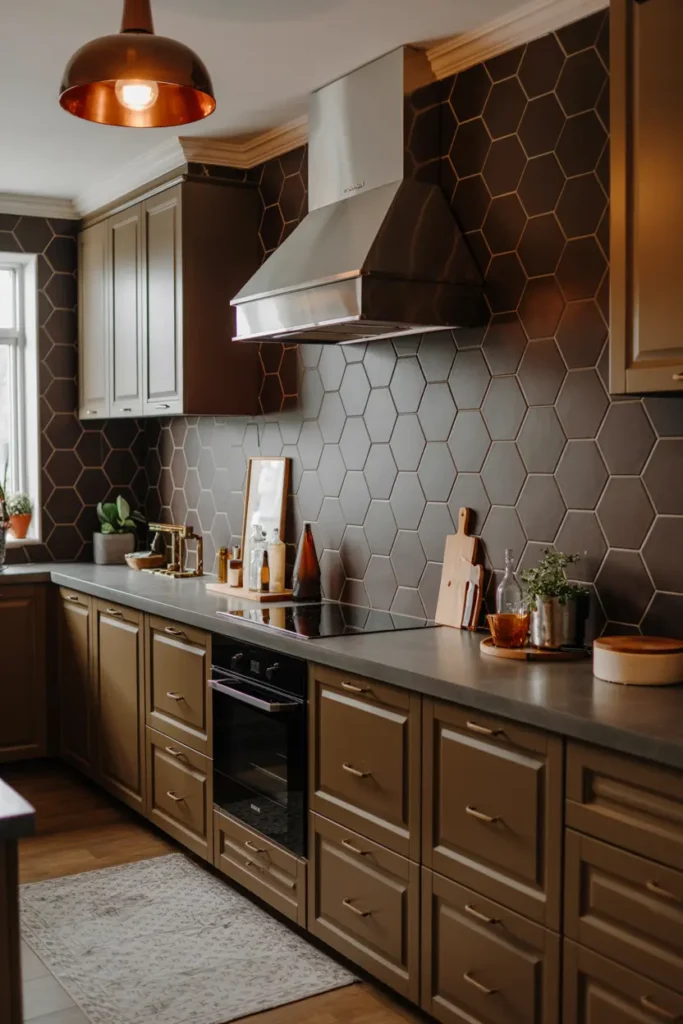 19. Mocha Hexagon Modern Elegance