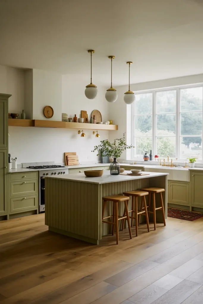 19. Sophisticated Sage Island Kitchen