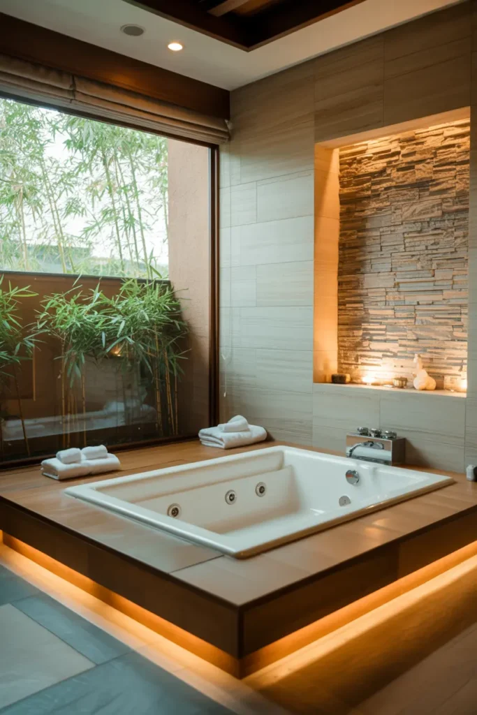 20 Stunning Bathroom Designs for Modern Home Style 45 19. zen garden jacuzzi