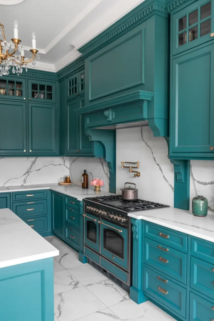 2. Teal Vintage Luxury Kitchen