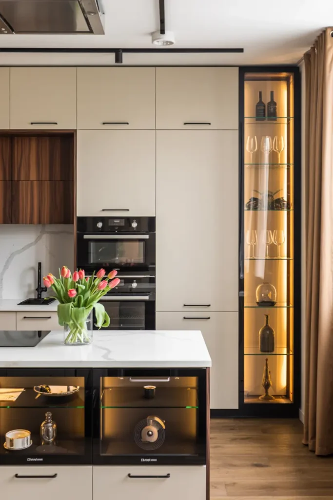 20. Illuminated Glassware Display Niche