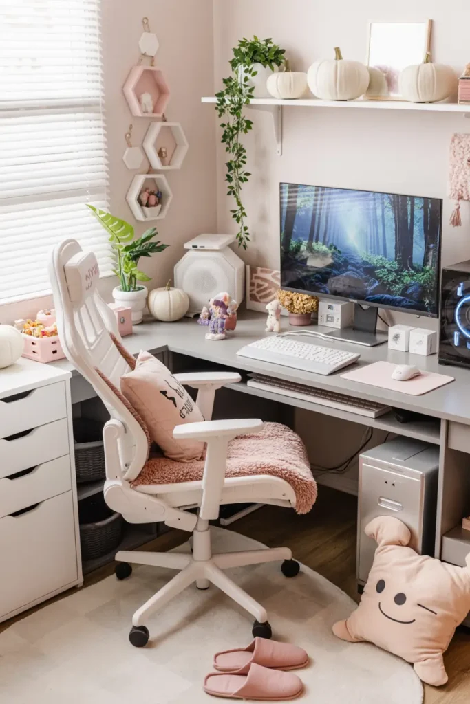 20 Budget Friendly Game Room Setup Ideas 47 20. Serene Zen Inspired Home Office with Bamboo Decor