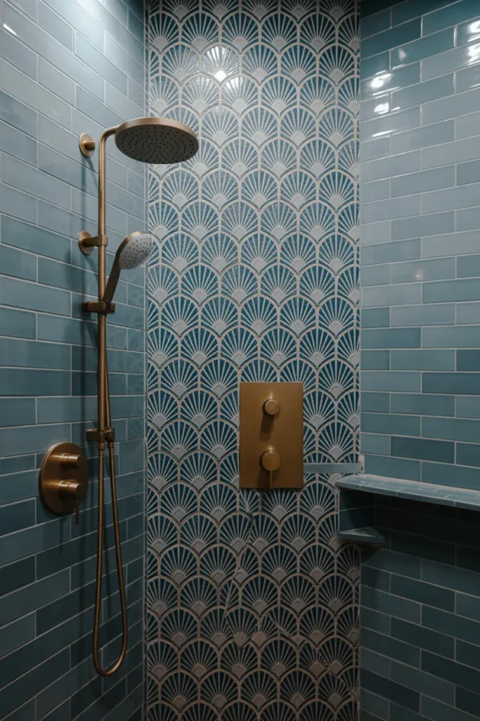 20 Stunning Bathroom Designs for Modern Home Style 47 20. art deco teal shower