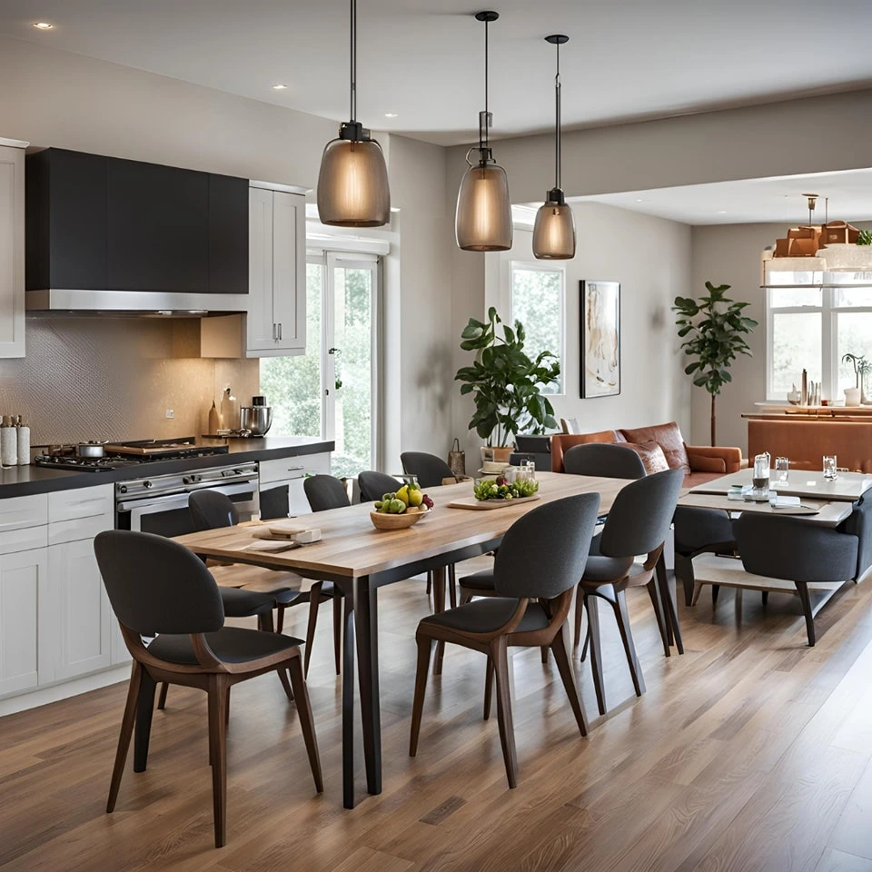 Open-Plan Living and Dining with Warm Elegance