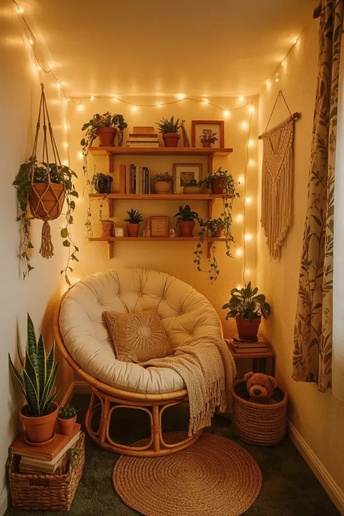 3. Cozy Boho Reading Corner
