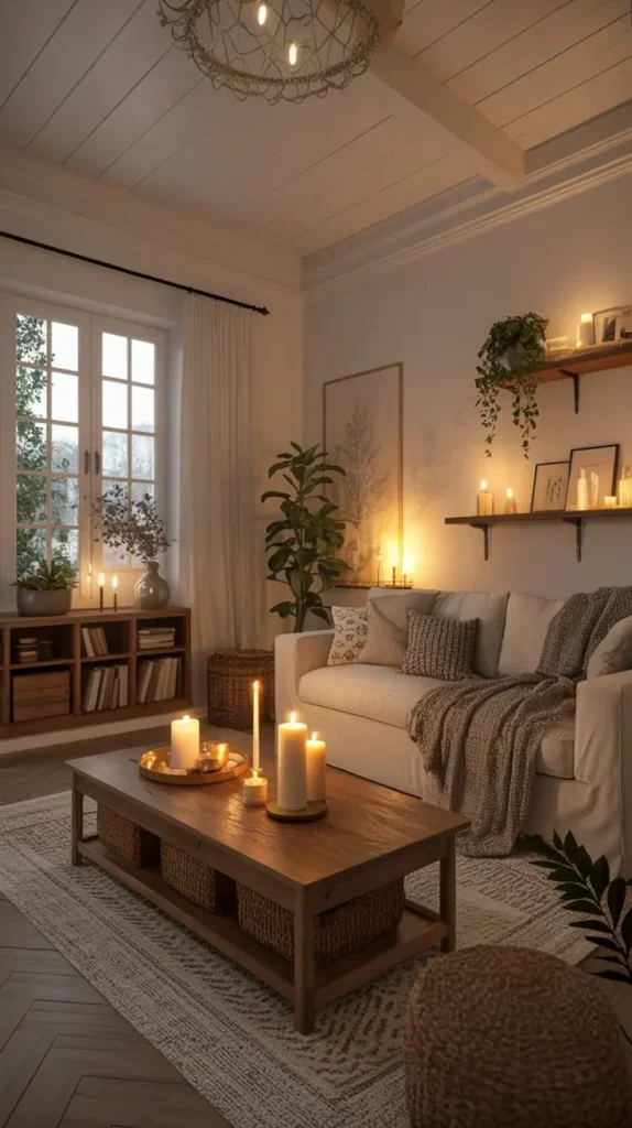 3. Warm Candlelit Rustic Lounge