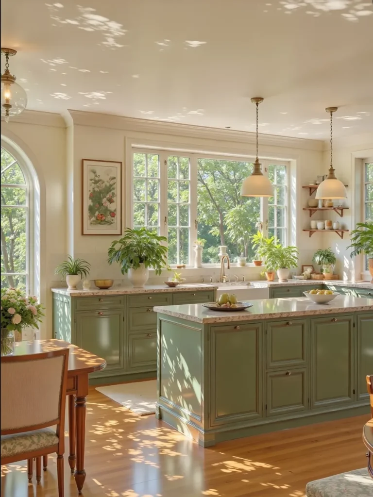 Fresh Green Kitchen with Cozy Contemporary Style