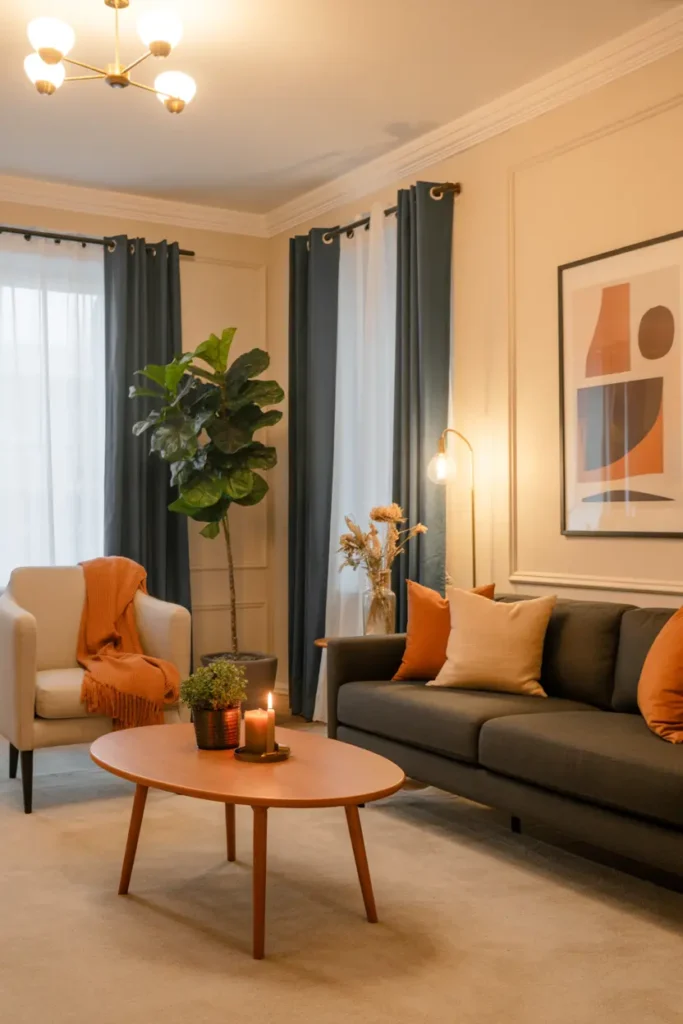 5. Warm Mid Century Living Room